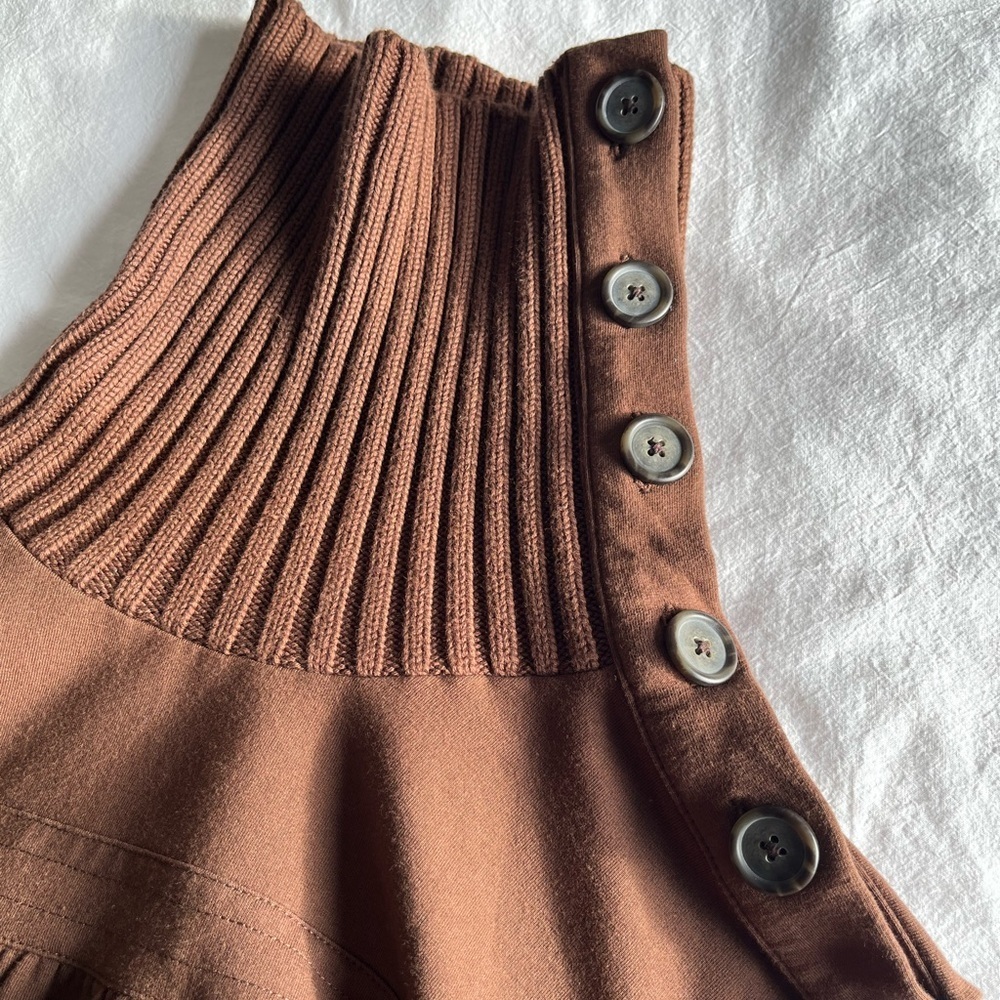 Old Navy SoSoft Brown Ribbed Cowl Neck Sweater Elbow Patchwork Chunky Preppy Y2K - Picture 11 of 16